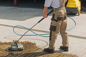 Residential Driveway Washing and Cleaning Using High Pressured Water.